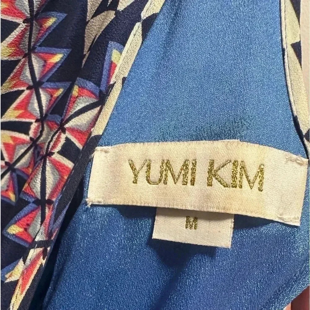 Yumi Kim Dream Maxi Silk Long Dress Gown High Neck Abstract Print Flowy Skirt M​ - Picture 9 of 15